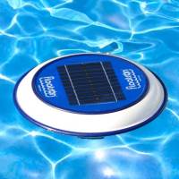Floatron unit uses solar power to keep your pool crystal clear with a reduction in chemicals